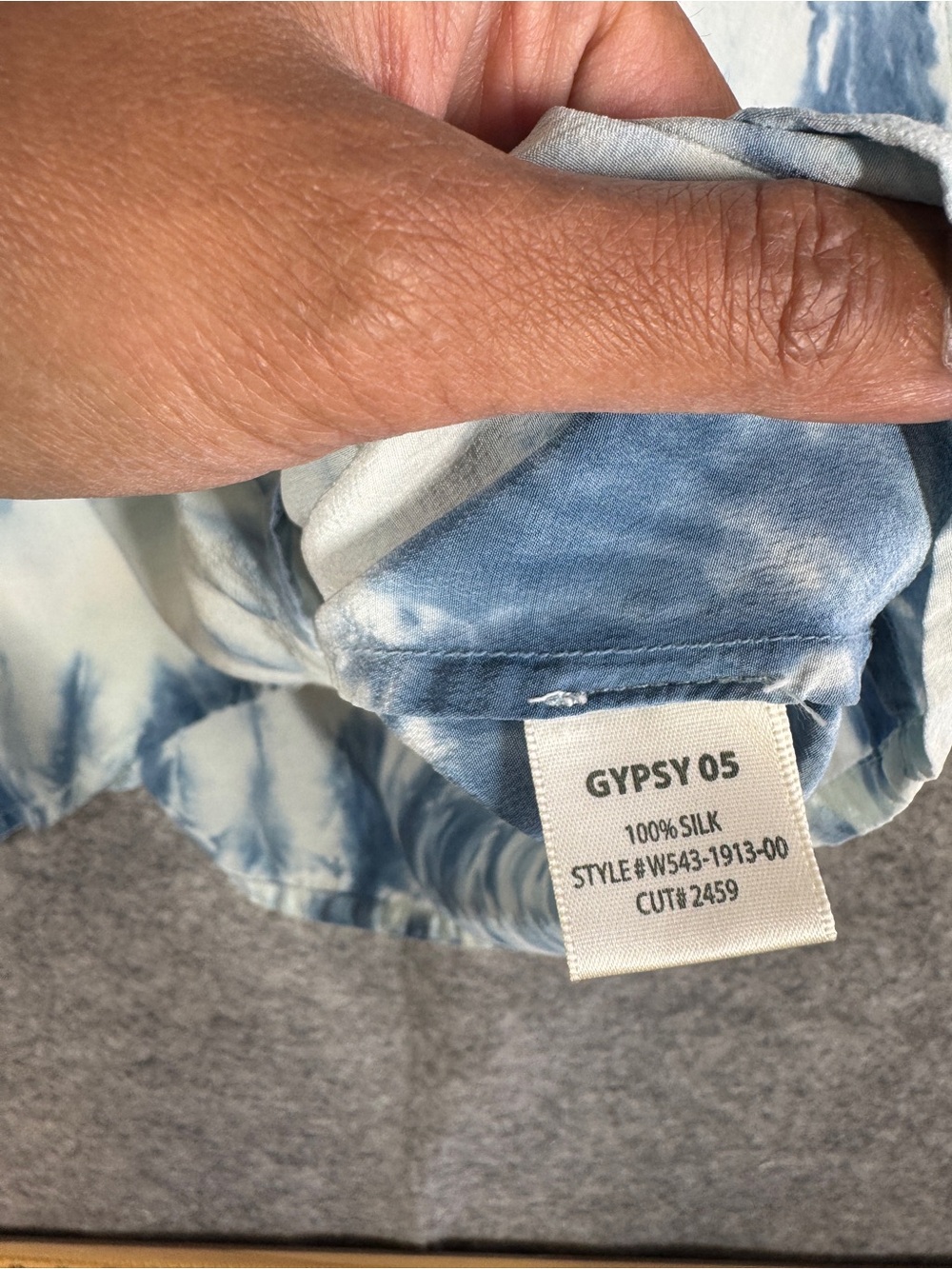 Gypsy 05 Silk Tie Dye Blouse Blue White Medium Boho Resort Top Summer Vacay - Picture 10 of 16